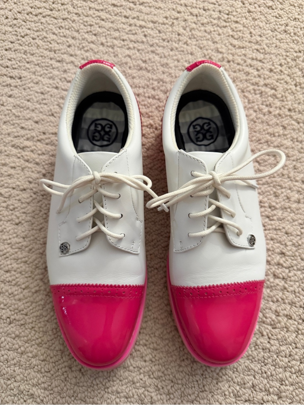 G/Fore Women’s White and Pink Leather Gallivanter Golf Shoes- size EU 40/US 8.5